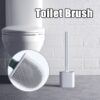 Silicone Wc Toilet Brush Wall Mounted Flat Head Flexible Soft Bristles Brush With Quick Drying Holder set for Bathroom Accessory